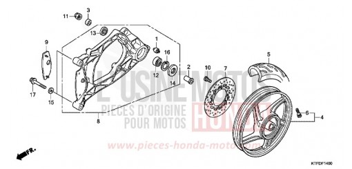ROUE ARRIERE/BRAS OSCILLANT SH125B de 2011
